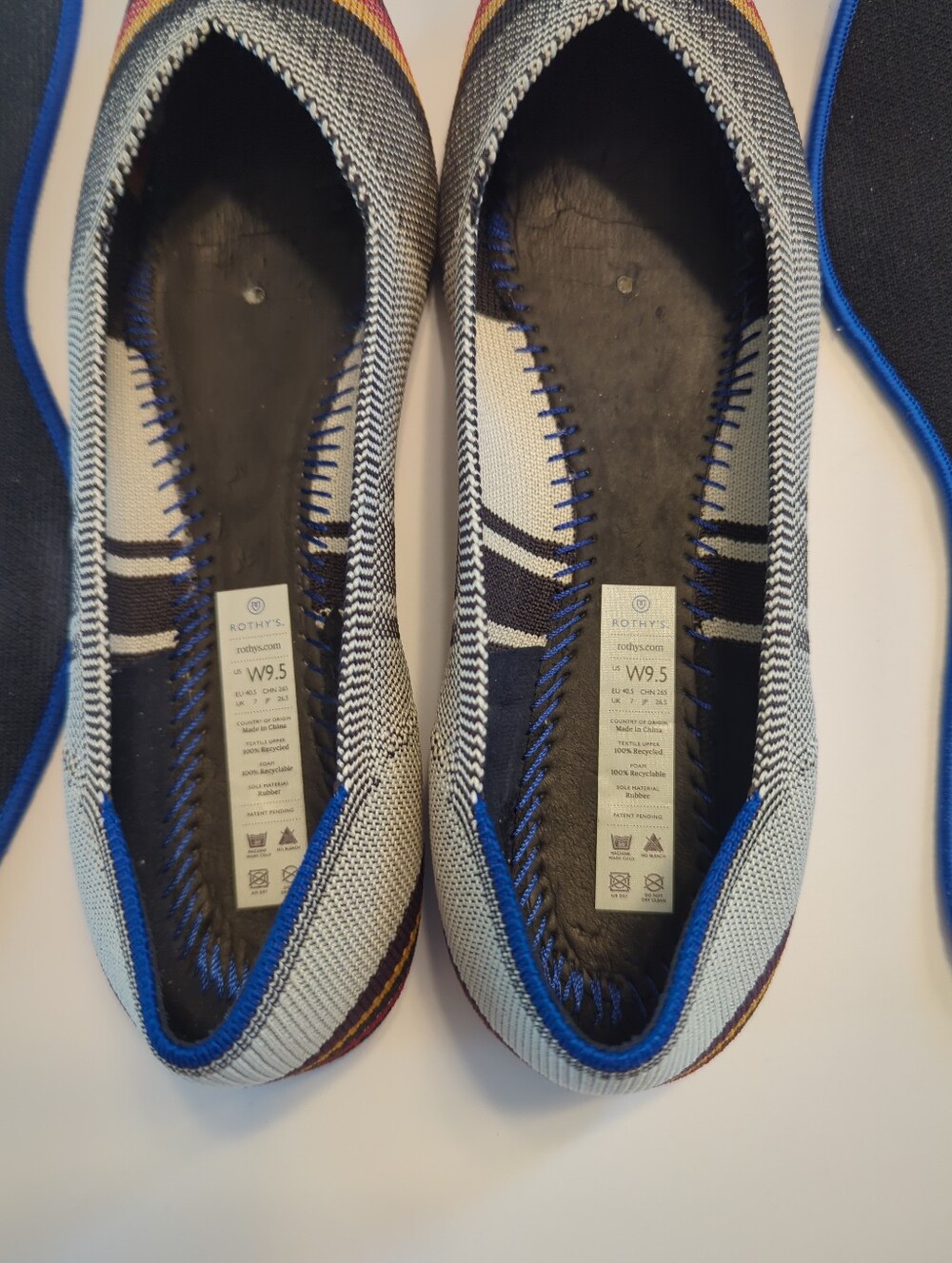 Rothy's The Point Inverse Stripe Washable Flats Size 9.5 Multi-Color Rare EUC - Picture 8 of 9